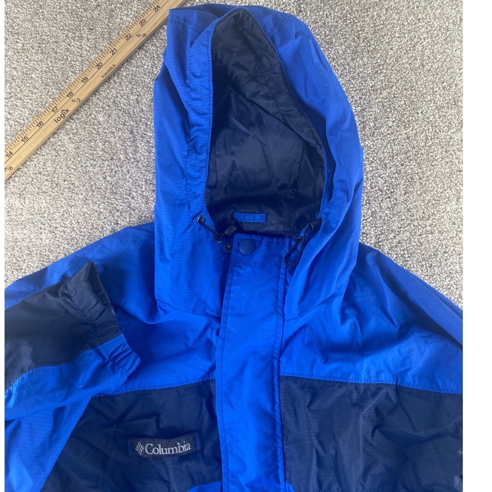 Columbia Sportswear Mens Blue Navy Ripstop Rain Jacket Hooded XM3007 Heavy Warm